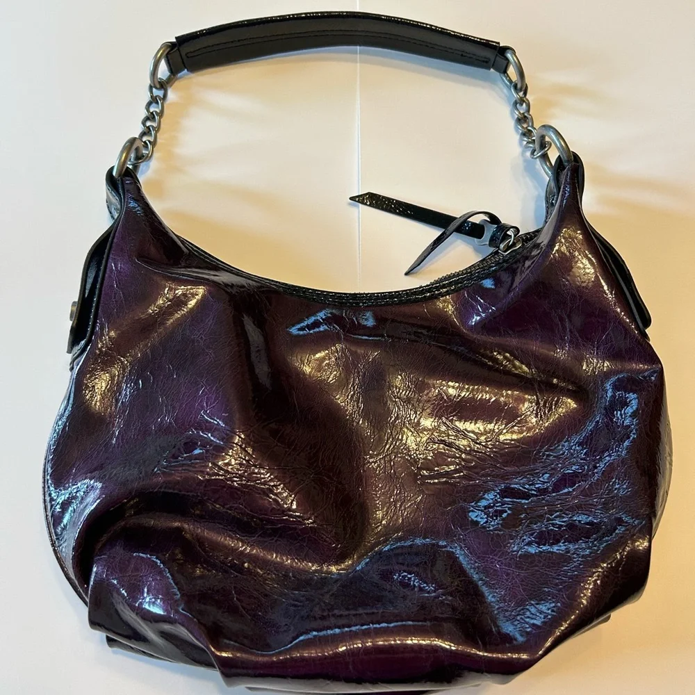 NWOT Simply Vera Vera Wang Purple Slouchy Hobo Bag with Glossy Finish